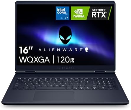 Alienware 16 Aurora Gaming Laptop, RTX 5050, Intel Core 7 240H | WQXGA 120Hz Display, 16GB DDR5 RAM, 1TB SSD, NVIDIA GeForce, Wi‑Fi 7, Windows 11 Home, Blue
