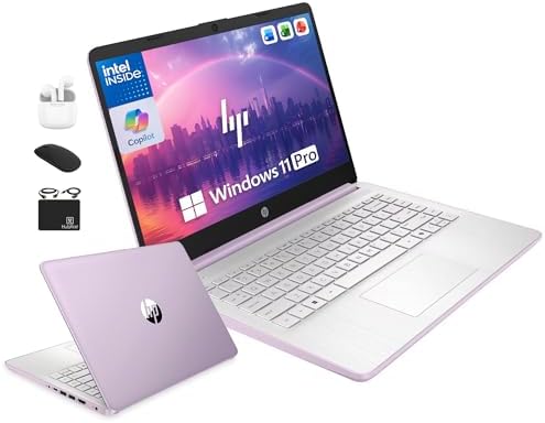 HP 14" Laptop Computer for 2026 Student Business Productivity, MS Office & Win 11 Pro, Copilot AI, Intel 4-Core CPU, 4GB DDR5 RAM, 628GB Storage (128GB UFS+500GB Ext), Wi-Fi 6, HubxcelAddon, Lavender