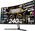 SANSUI 32 Inch Curved 240Hz Gaming Monitor High Refresh Rate, FHD 1080P | Gaming PC Monitor HDMI DP1.4, 1500R Curvature, 1Ms MPRT, HDR,Metal Stand,VESA Compatible(DP Cable Incl.)