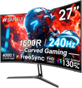 SANSUI 27 Inch Curved 240Hz Gaming Monitor FHD 1080P, 1500R Curve Computer Monitor, 130% sRGB, 4000:1 Contrast, HDR, FreeSync, MPRT 1Ms, Low Blue Light, HDMI DP Ports, Metal Stand, Cable Incl.